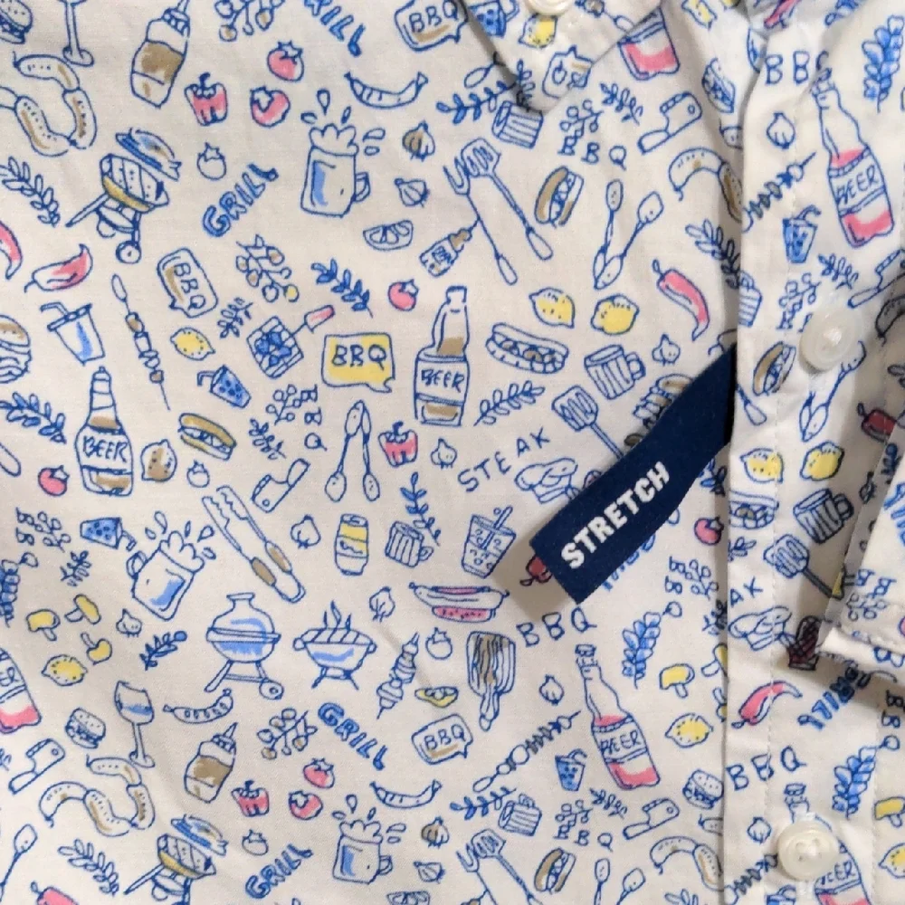 George Men's White Shirt with Blue and Purple Patterns - Picture 4 of 5
